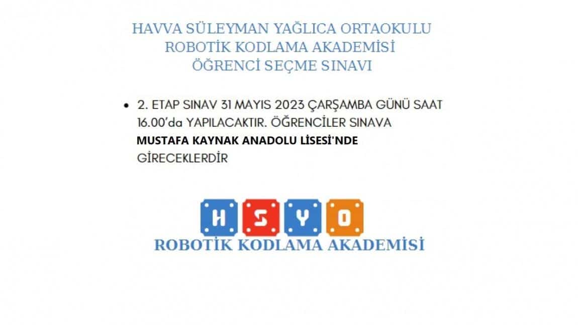 Robot K Kodlama Etap Sinav Duyurusu Havva S Leyman Ya L Ca